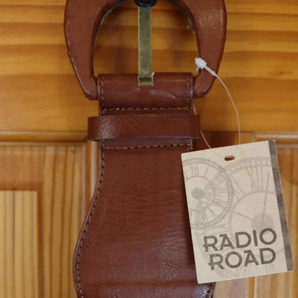 Radio Road Black & Brown Stretch Belt Wide Med